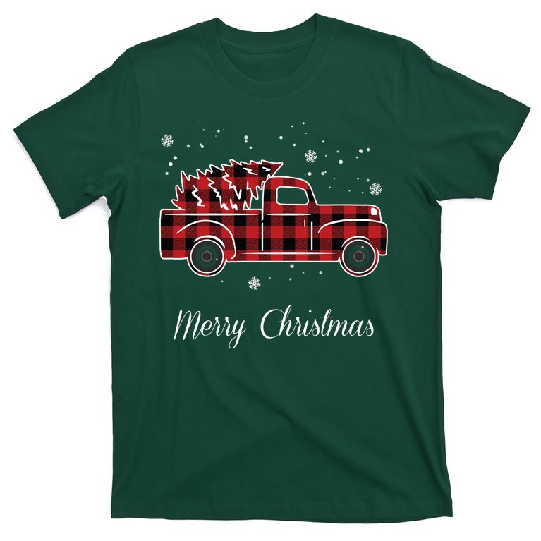 Merry Christmas Old Fashion Pick Up Truck Tree T-Shirt