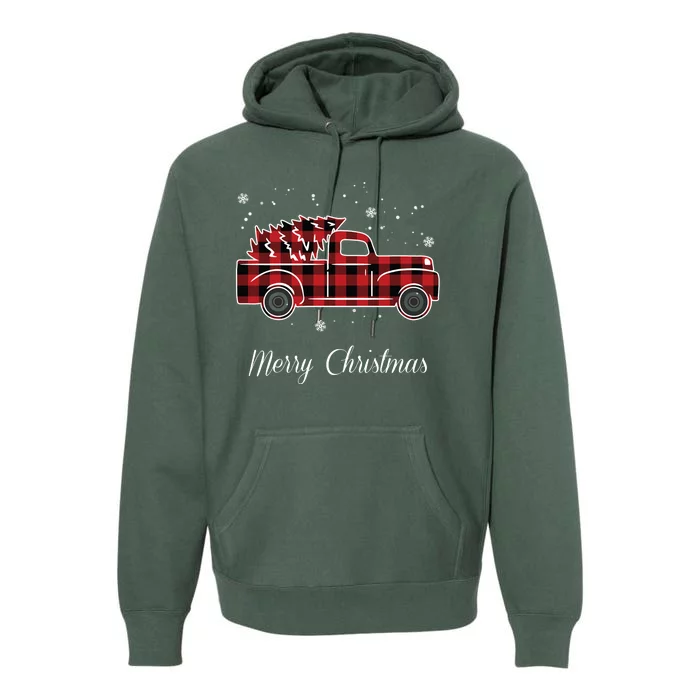 Merry Christmas Old Fashion Pick Up Truck Tree Premium Hoodie