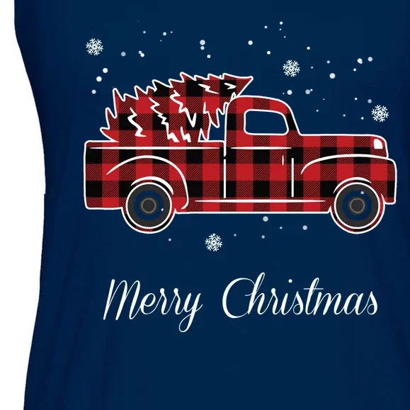 Merry Christmas Old Fashion Pick Up Truck Tree Ladies Essential Flowy Tank