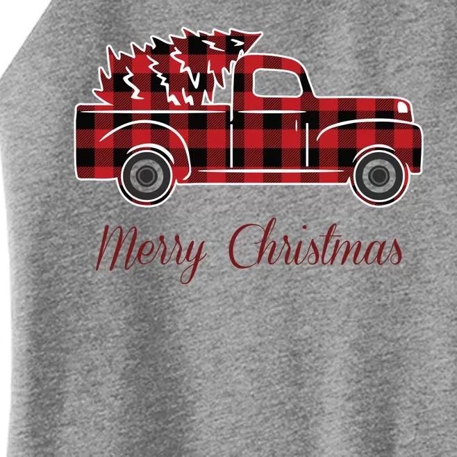 Merry Christmas Old Fashion Pick Up Truck Tree Women’s Perfect Tri Rocker Tank