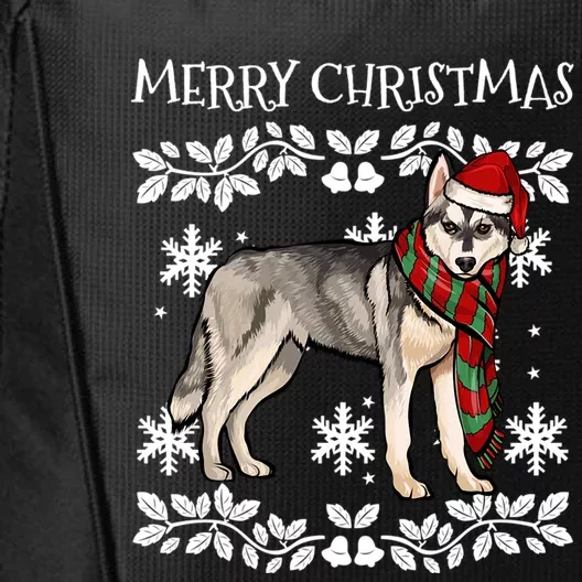 Merry Christmas Ornat Siberian Husky Xmas Santa Cute Gift City Backpack