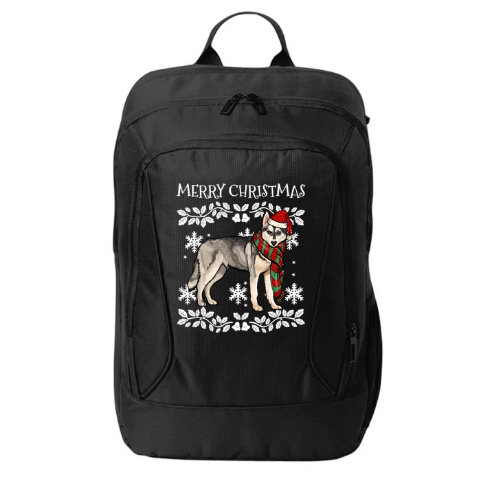 Merry Christmas Ornat Siberian Husky Xmas Santa Cute Gift City Backpack