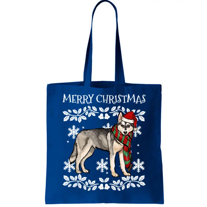 Merry Christmas Ornat Siberian Husky Xmas Santa Cute Gift Tote Bag