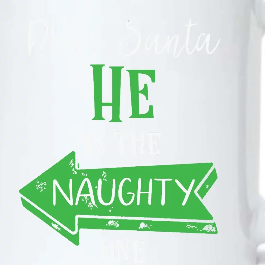 Matching Christmas Outfit For Couples Hes The Naughty One Black Color Changing Mug