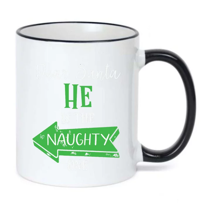 Matching Christmas Outfit For Couples Hes The Naughty One Black Color Changing Mug