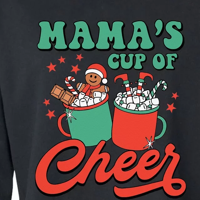 Mama's Cup Of Cheer Christmas Wine Winter Cropped Pullover Crew