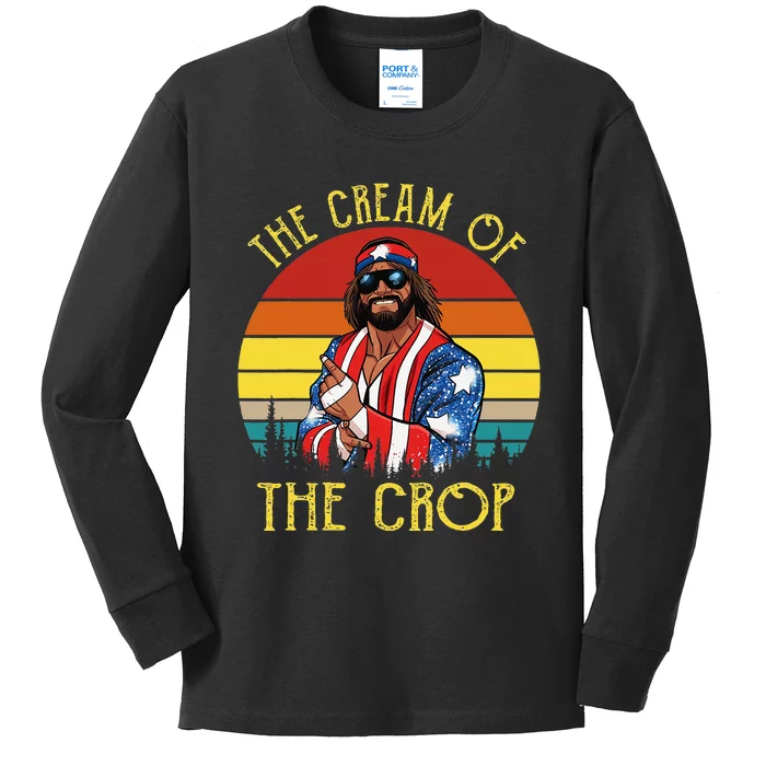 MachoThe Cream of The Crop Wrestling Funny Retro Vintage Kids Long Sleeve Shirt