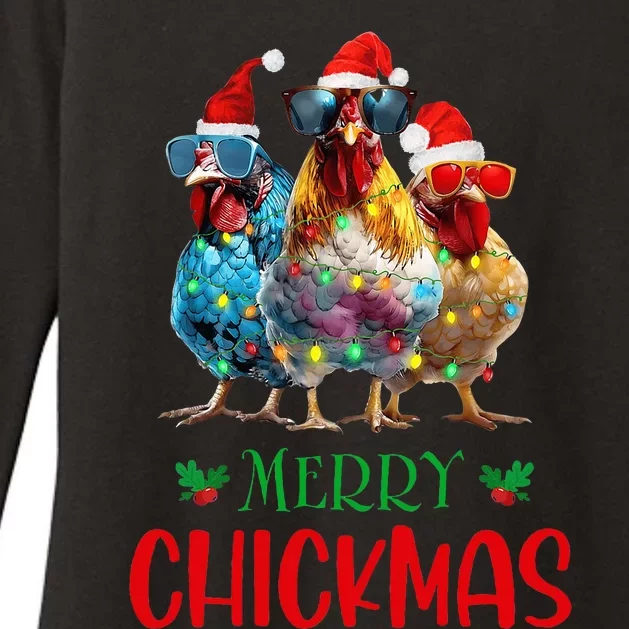 Merry Chickmas Ornament Lights Chicken Farmer Christmas Womens CVC Long Sleeve Shirt