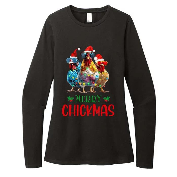 Merry Chickmas Ornament Lights Chicken Farmer Christmas Womens CVC Long Sleeve Shirt