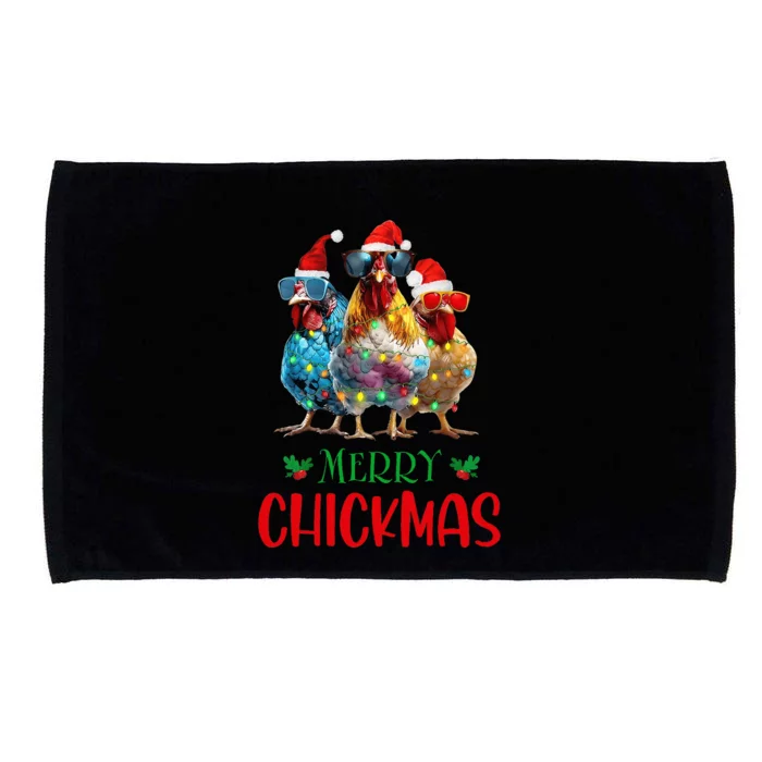 Merry Chickmas Ornament Lights Chicken Farmer Christmas Microfiber Hand Towel