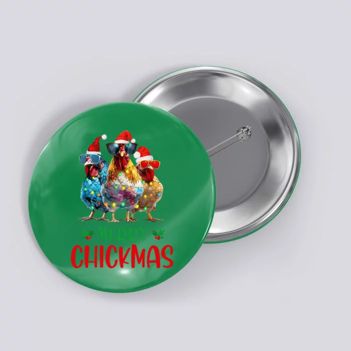 Merry Chickmas Ornament Lights Chicken Farmer Christmas Button