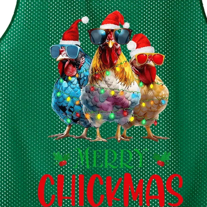 Merry Chickmas Ornament Lights Chicken Farmer Christmas Mesh Reversible Basketball Jersey Tank