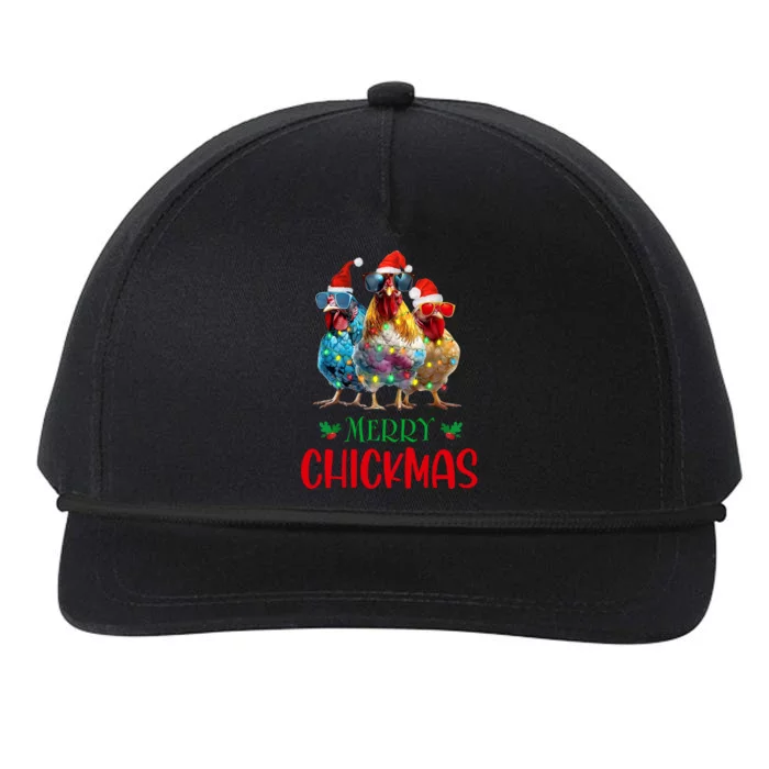 Merry Chickmas Ornament Lights Chicken Farmer Christmas Snapback Five-Panel Rope Hat