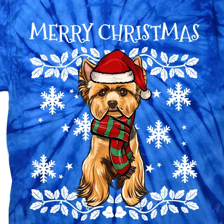 Merry Christmas Ornat Yorkshire Terrier Xmas Santa Gift Tie-Dye T-Shirt