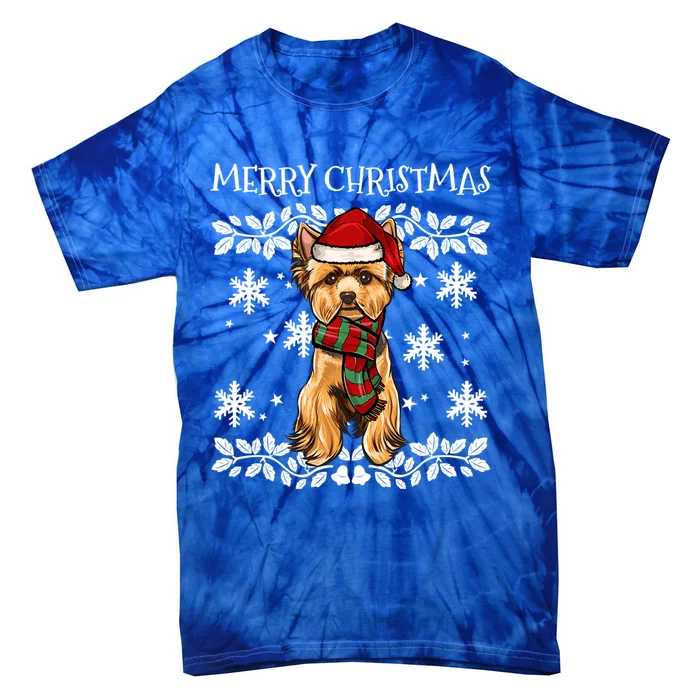 Merry Christmas Ornat Yorkshire Terrier Xmas Santa Gift Tie-Dye T-Shirt