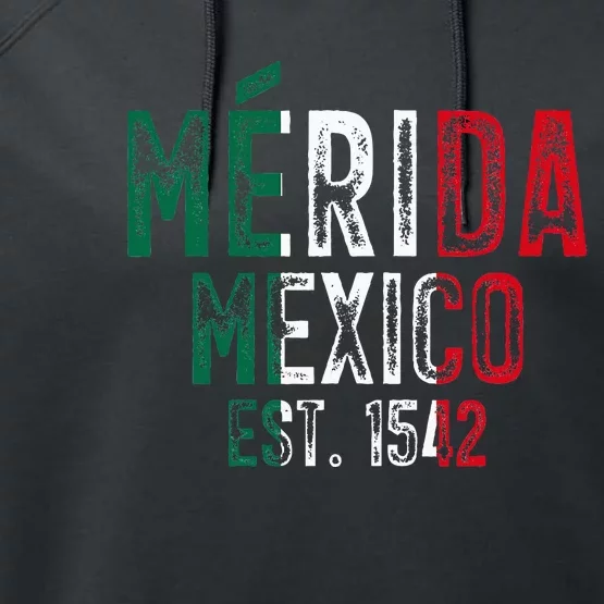 MéRida City Of Mexico Founded 1542 Mexico Flag Performance Fleece Hoodie