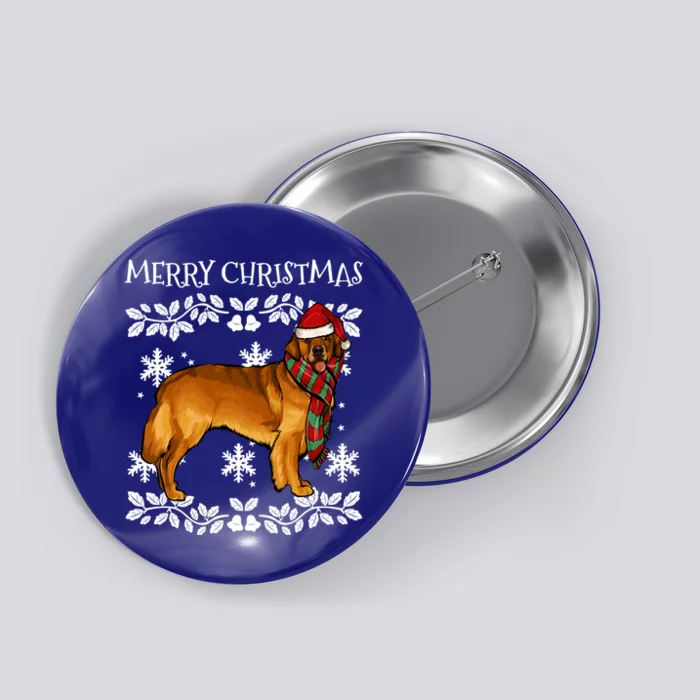 Merry Christmas Ornat Golden Retriever Xmas Santa Gift Button