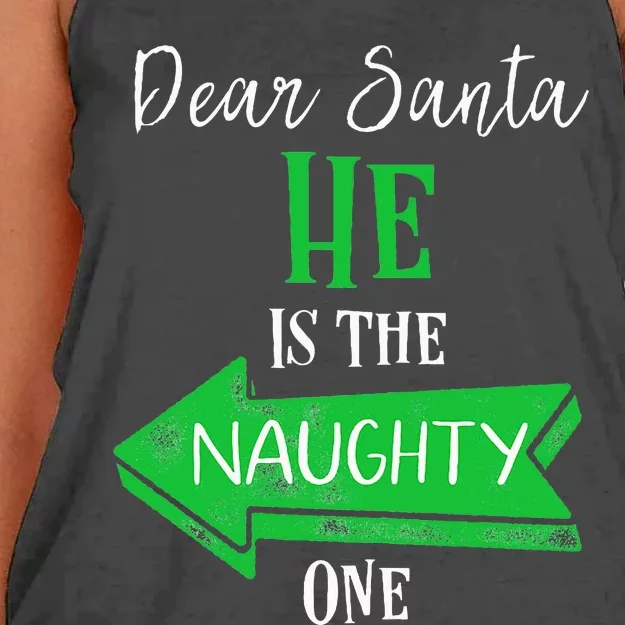 Matching Christmas Outfit For Couples HeS The Naughty One Women's Knotted Racerback Tank