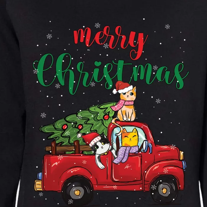 Merry Christmas Outfit Cats Truck Christmas Gift Womens California Wash Sweatshirt