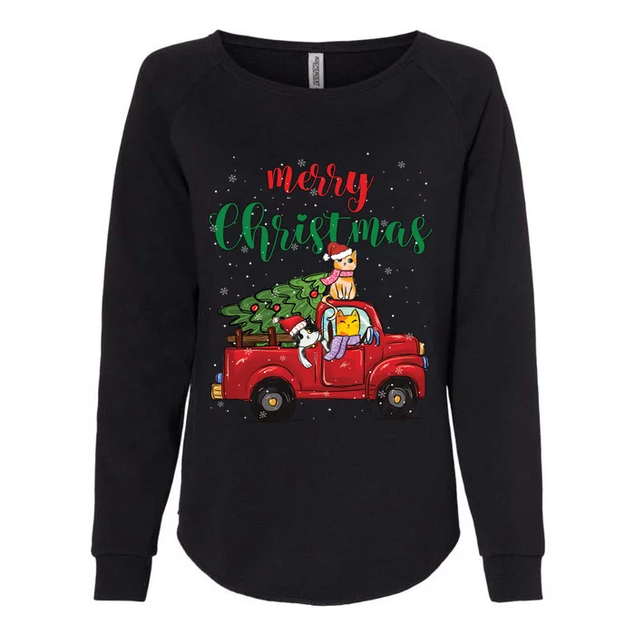 Merry Christmas Outfit Cats Truck Christmas Gift Womens California Wash Sweatshirt