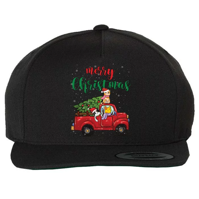 Merry Christmas Outfit Cats Truck Christmas Gift Wool Snapback Cap