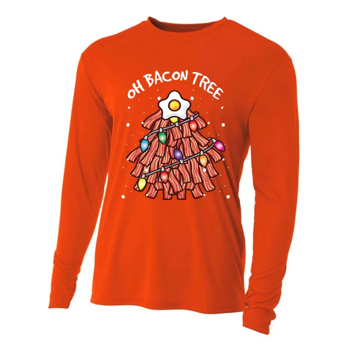 Merry Crispness Oh Bacon Tree Bbq Ugly Christmas Sweater Meaningful Gift Cooling Performance Long Sleeve Crew