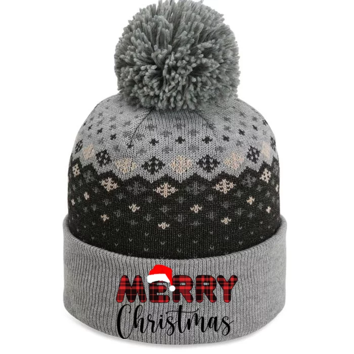 Merry Christmas Plaid Santa Holiday The Baniff Cuffed Pom Beanie