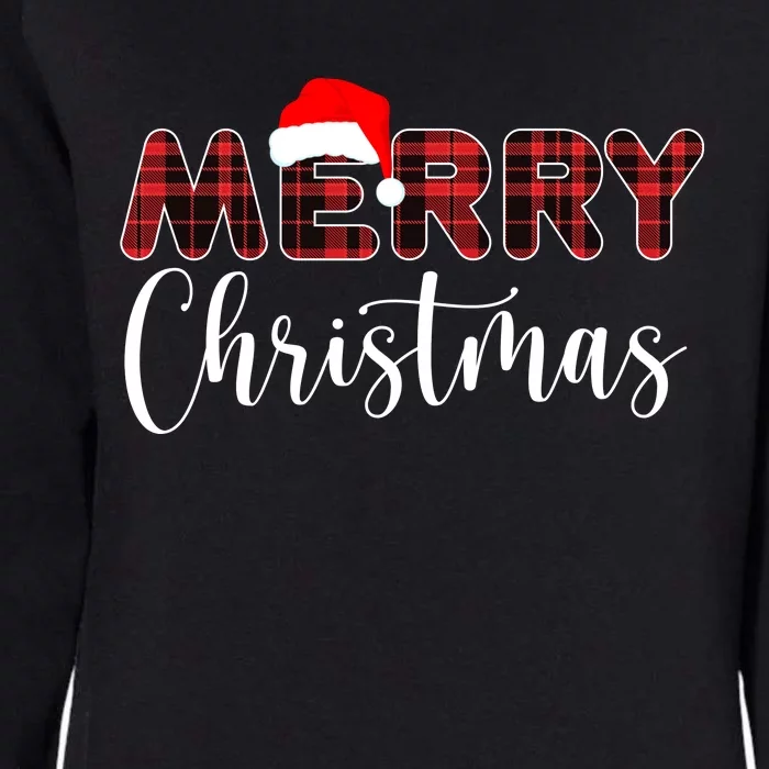 Merry Christmas Plaid Santa Holiday Womens California Wash Sweatshirt