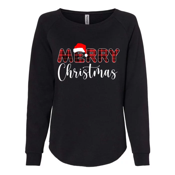 Merry Christmas Plaid Santa Holiday Womens California Wash Sweatshirt