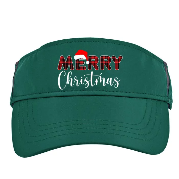 Merry Christmas Plaid Santa Holiday Adult Drive Performance Visor