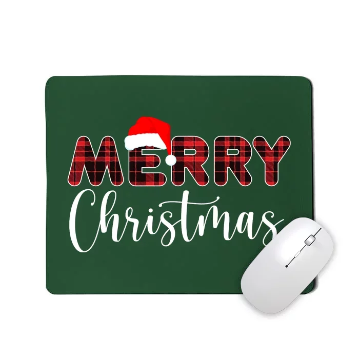 Merry Christmas Plaid Santa Holiday Mousepad