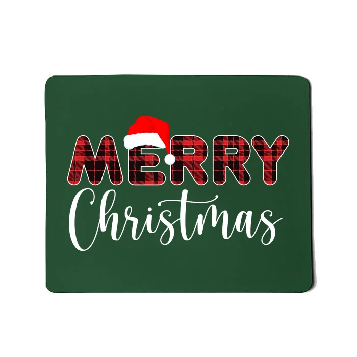 Merry Christmas Plaid Santa Holiday Mousepad