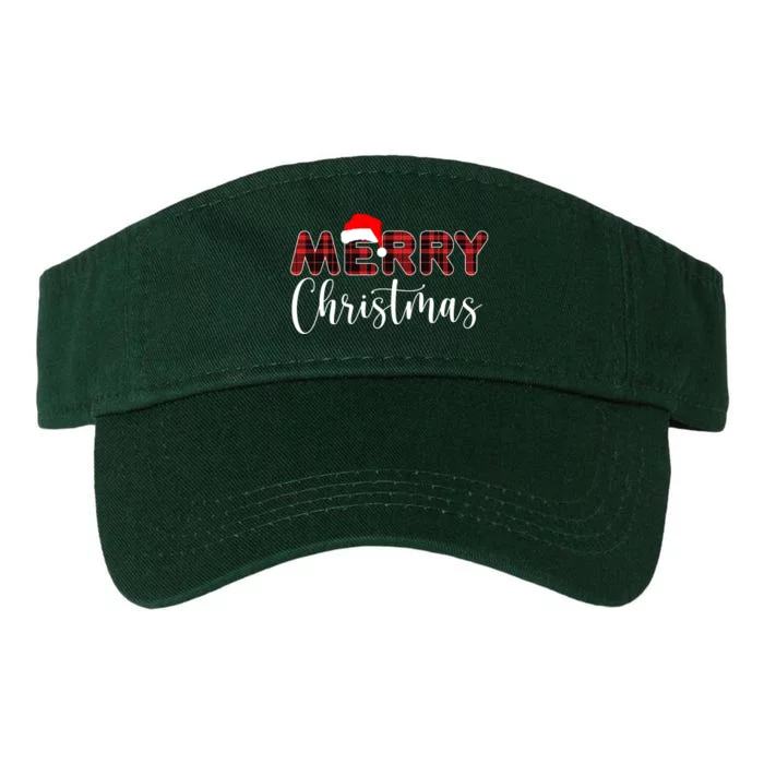 Merry Christmas Plaid Santa Holiday Valucap Bio-Washed Visor