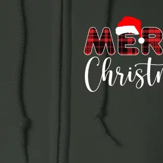 Merry Christmas Plaid Santa Holiday Full Zip Hoodie