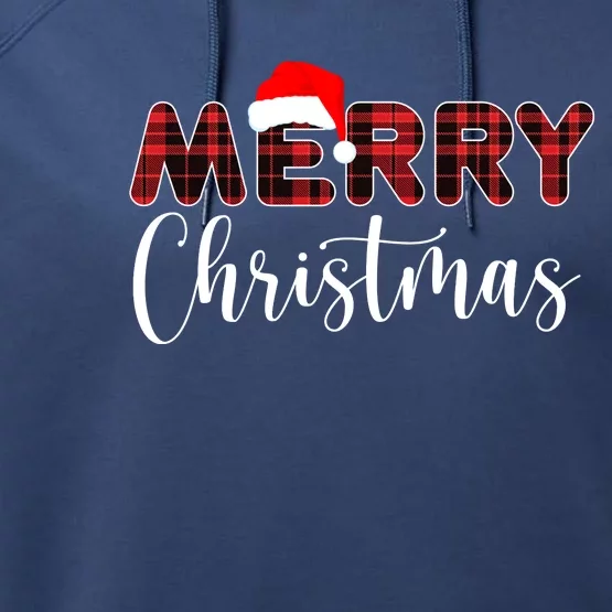 Merry Christmas Plaid Santa Holiday Performance Fleece Hoodie