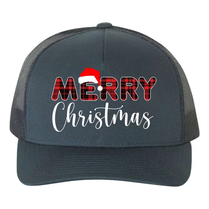 Merry Christmas Plaid Santa Holiday Yupoong Adult 5-Panel Trucker Hat