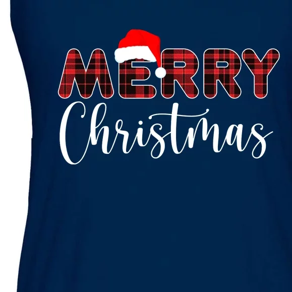 Merry Christmas Plaid Santa Holiday Ladies Essential Flowy Tank