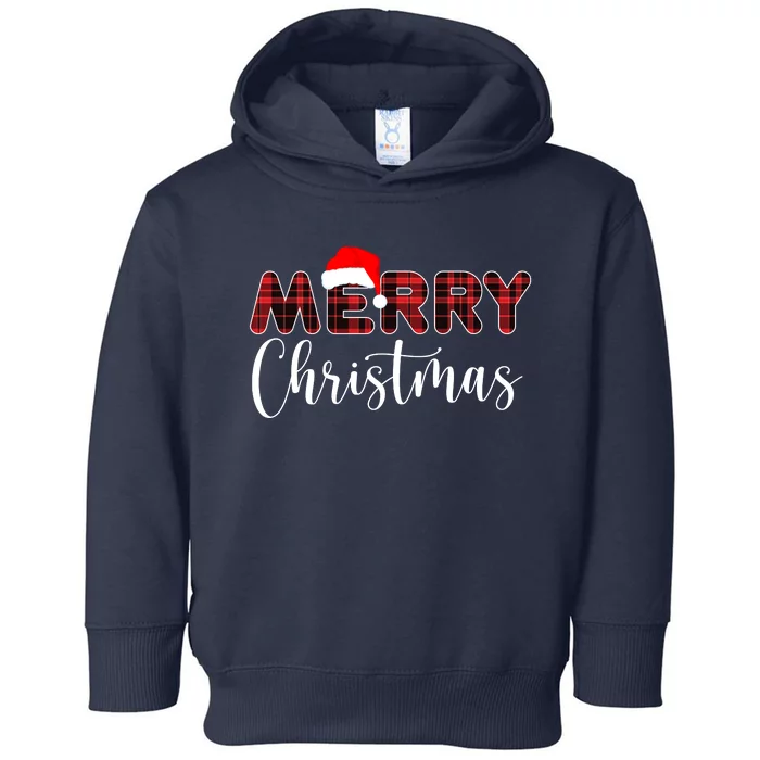 Merry Christmas Plaid Santa Holiday Toddler Hoodie