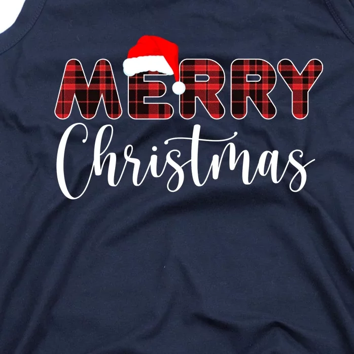 Merry Christmas Plaid Santa Holiday Tank Top