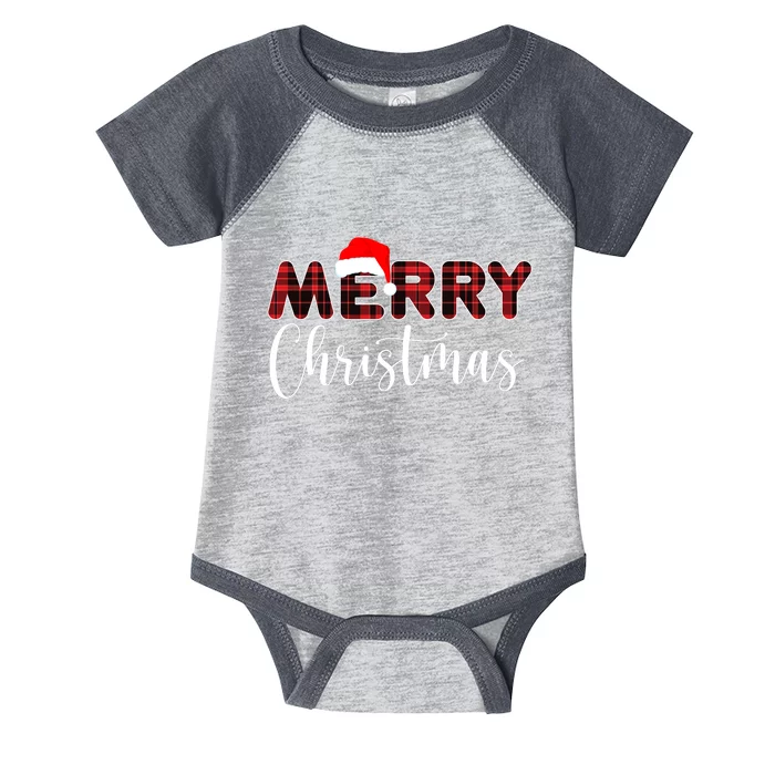 Merry Christmas Plaid Santa Holiday Infant Baby Jersey Bodysuit