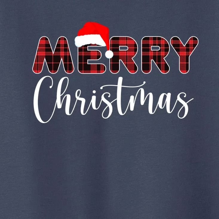 Merry Christmas Plaid Santa Holiday Toddler T-Shirt