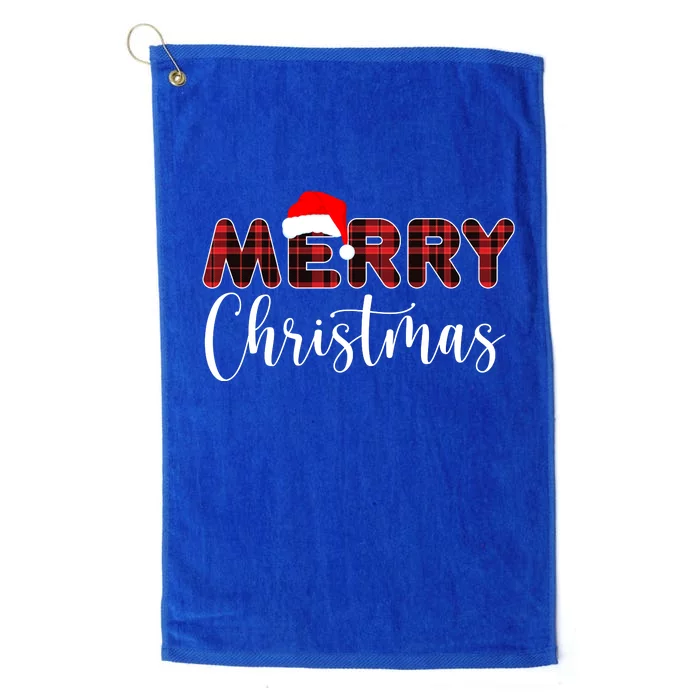 Merry Christmas Plaid Santa Holiday Platinum Collection Golf Towel