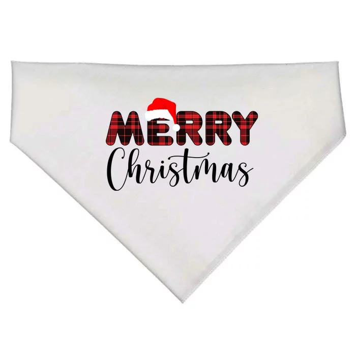 Merry Christmas Plaid Santa Holiday USA-Made Doggie Bandana