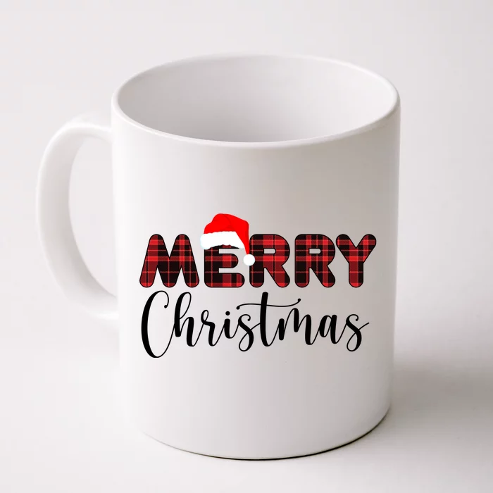 Merry Christmas Plaid Santa Holiday Front & Back Coffee Mug