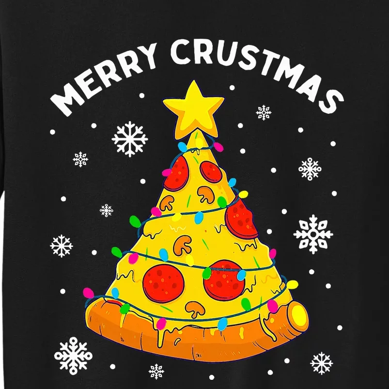 Merry Crustmas Pizza Christmas Tree Light Xmas Sweatshirt