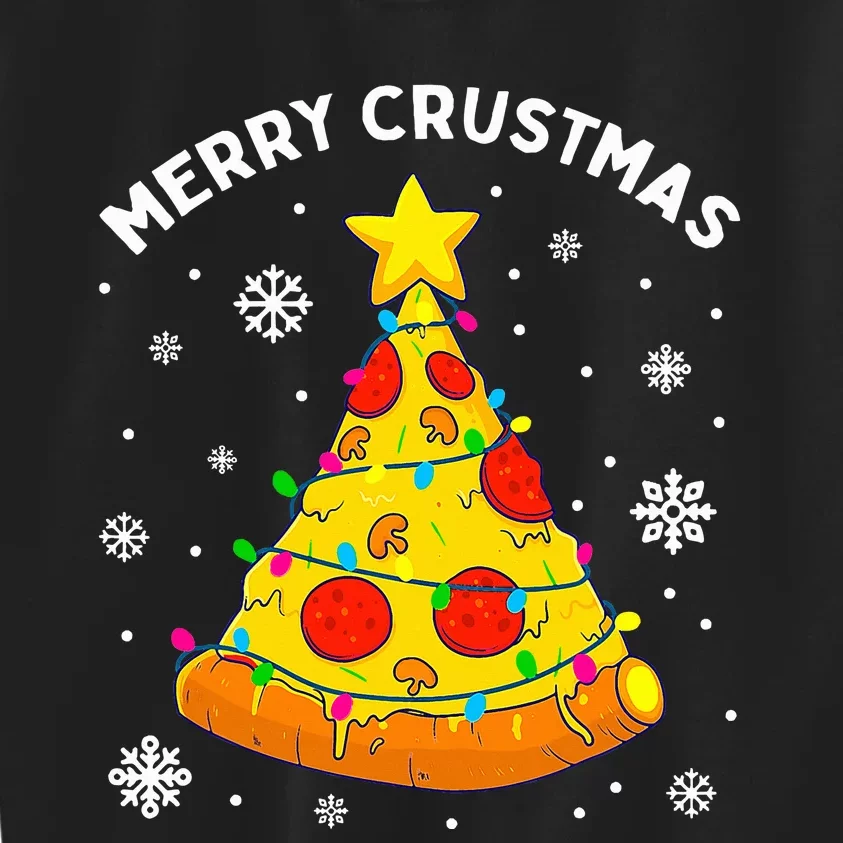 Merry Crustmas Pizza Christmas Tree Light Xmas Kids Sweatshirt