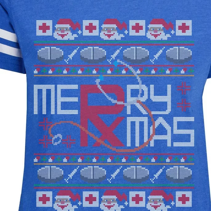 Merry Christmas Pharmacy Crew Funny Pharmacist Ugly Sweater Cute Gift Enza Ladies Jersey Football T-Shirt