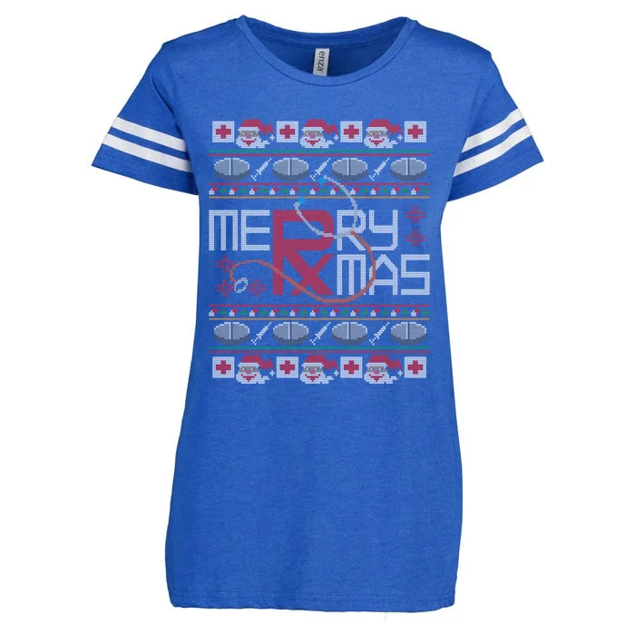 Merry Christmas Pharmacy Crew Funny Pharmacist Ugly Sweater Cute Gift Enza Ladies Jersey Football T-Shirt