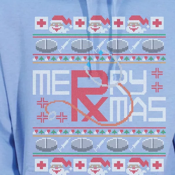 Merry Christmas Pharmacy Crew Funny Pharmacist Ugly Sweater Cute Gift Unisex Surf Hoodie