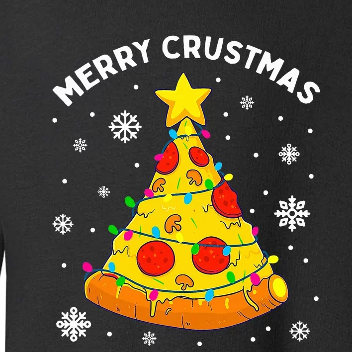 Merry Crustmas Pizza Christmas Tree Light Xmas Toddler Sweatshirt